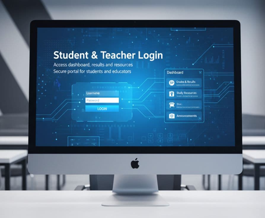 Student and teacher accessing digital portal