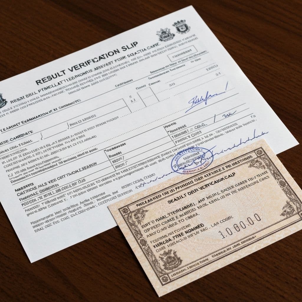 Result slip and scratch card verification